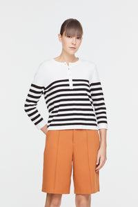 Stripes Button Knit Top