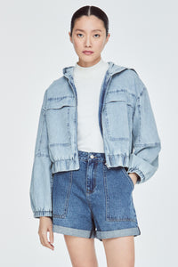 Hooded Denim Bomber