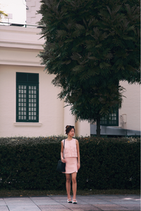 Tweed Front A-Line Slit Mini Skirt