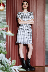 Basic A-Line Tweed Dress
