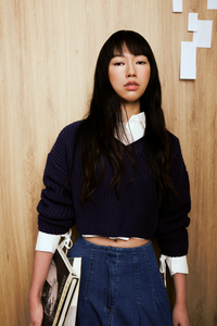 Midi Length Denim Flare Skirt