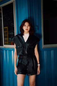 Belted Faux Leather Shorts