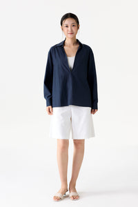 Deep V Neck Collared Shirt