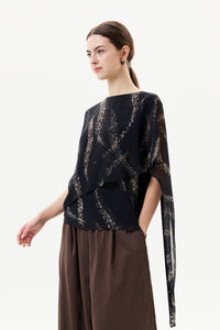 Printed Chiffon Drape Sash Top