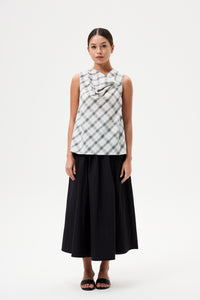 Checks Draped Cowl Sleeveless Top