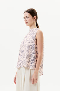 Printed High Neck Sleeveless Top