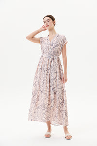 Printed Magyar Midi Dress