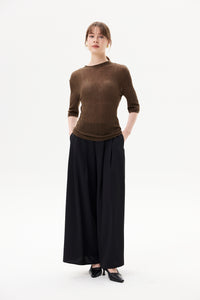 Self-Tie Cord Pleated Pants