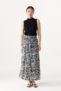Printed Elasticated Midi Skirt