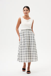 Checks Elasticated Midi Skirt