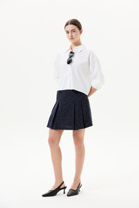 Pleated Tweed Mini Skirt