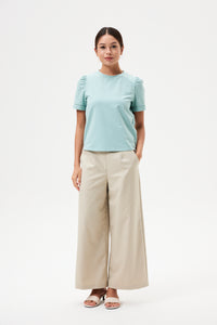 Contrast Puffy Sleeves Top