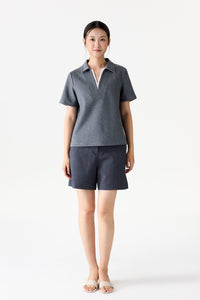 Contrast V-Neck Collared Tee