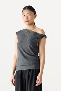 Asymmetrical Jersey Drape Top