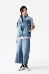 High Neck Denim Vest