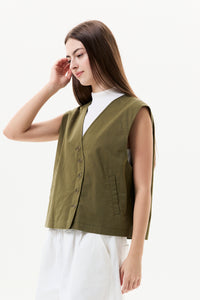 Asymmetrical Button-Down Vest