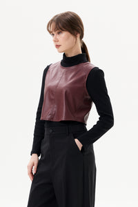 Boxy Cropped Leather Vest