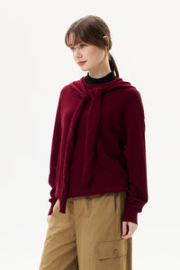 Sailor-Style Hooded Knit Pullover