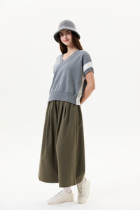 V-Neck Contrast Knitted Vest