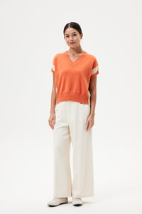V-Neck Contrast Knitted Vest