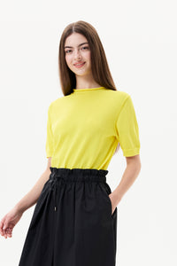 Mock-Neck Lightweight Knit Top