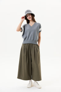 Gathered Wide-Leg Pants