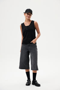 Straight Washed Denim Pants