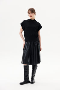 Leather Gathered Skirt