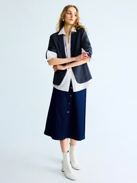 Asymmetrical Opening A-Line Denim Skirt