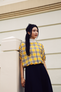Plaid Balloon Hem Top