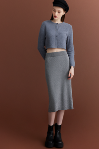 Waffle Knit Pencil Skirt