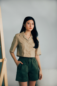 Cropped Lapel Blouse