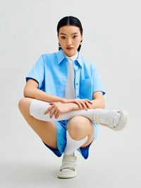 Collared Cropped Stripes Shirt