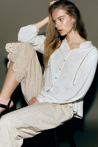Balloon Sleeve Lace Blouse