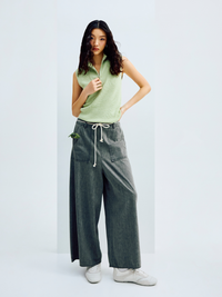 Denim Washed Wide Leg Trousers