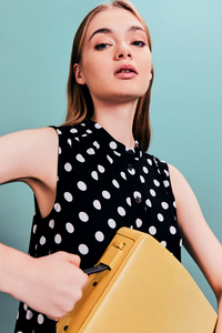 Crew Collar Polka Dot Dress