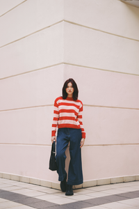 Long Sleeve Stripes Knitted Top