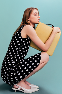 Crew Collar Polka Dot Dress