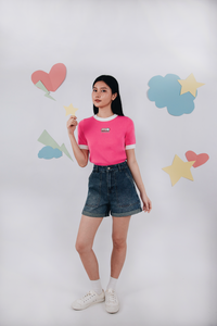 Folded Hem Denim Shorts