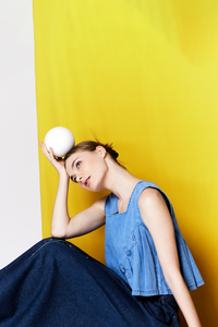 Slanted Chinese Knot Denim Top