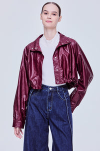 Soft High-Neck Scrunch Jacket