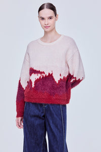 Contrast Fur Knit Pullover