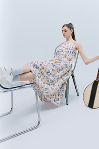 Printed Gathered Tiered Maxi Dress