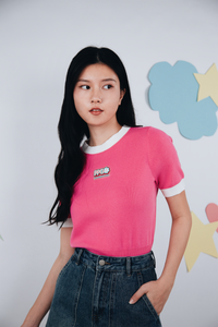 Embroidered Applique Logo Knit Top
