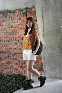 Elasticated Self Tie Denim Shorts