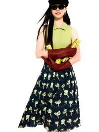 Printed Pleated Skirt