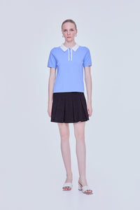 Contrast Polo Knit Top