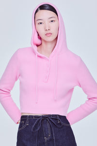 Hooded Crop Knit Top