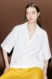 Collared Curved Hem Shirt