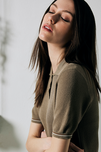 Short Sleeve Knitted Polo Top